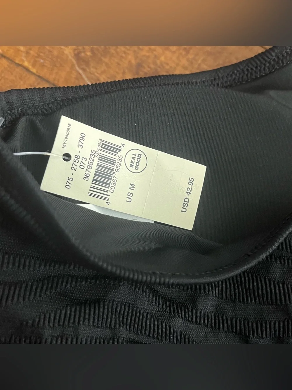 NWT Aerie Jacquard Longline Halter Bikini Top in Black - Sz M